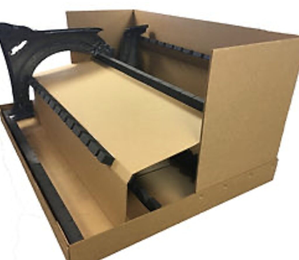 Custom corrugated packaging engineered around an automotive component