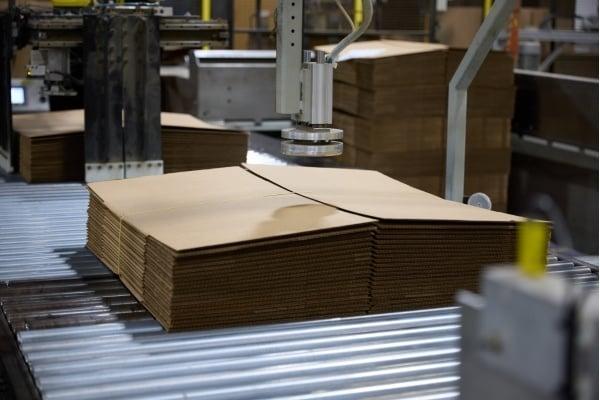 Corrugated sheets moving through the Aldez production line