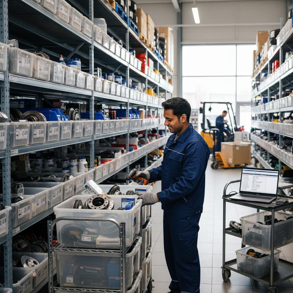 Aldez-managed MRO tool crib with organised parts shelving